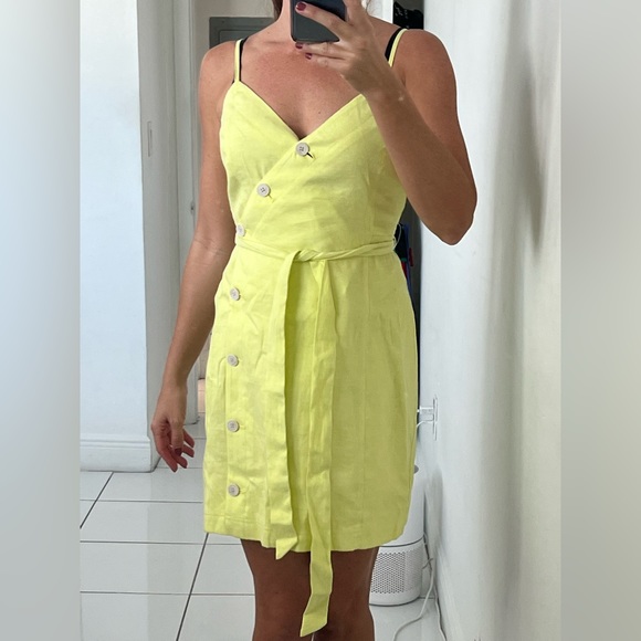 banana republic yellow dress Casual Short By In Yellow, Size: 2 neck with covered buttons Cotton Poplin Puff-Sleeve Maxi Dress